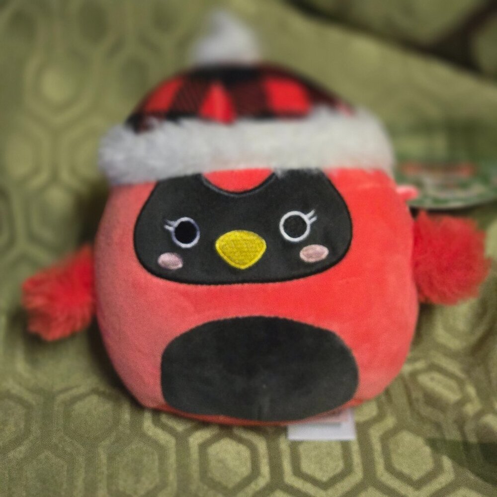Squishmallow Official Kellytoy Christmas Plush (Cazlan The Red Cardinal Bird)
